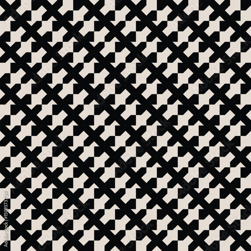 Mid century modern geometric pattern in black and white. Repeated and decorative design that can be used for packaging, decorating, interior design, wallpapers, and more.