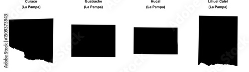 Curaco, Guatrache, Hucal, Lihuel Calel outline maps