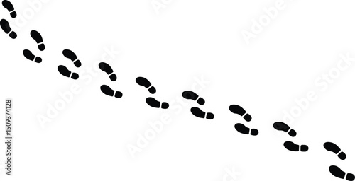 Human footprints tracking path on white background, Shoes trail track vector illustrations
