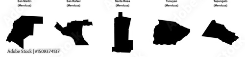 San Martin, San Rafael, Santa Rosa, Tunuyan, Tupungato outline maps