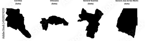Cerrillos, Chicoana, General Guemes, General Jose de San Martin outline maps