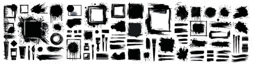 SET of black and white paint splashes