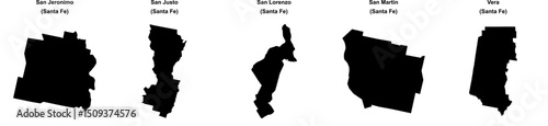 San Jeronimo, San Justo, San Lorenzo, San Martin, Vera outline maps