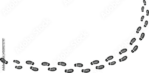 footprints shoe sole tracking path on transparent background, Shoes trail track vector illustrations