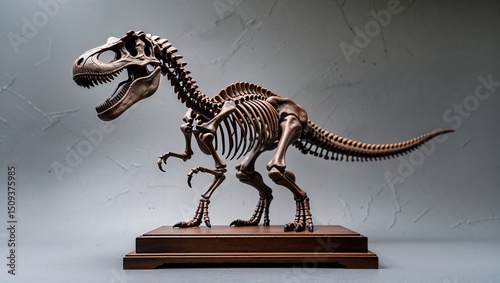 Detailed T-Rex Fossil Skeleton on Stand
