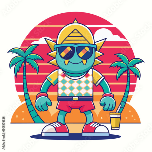 Summer creative elements vector t-shirt design