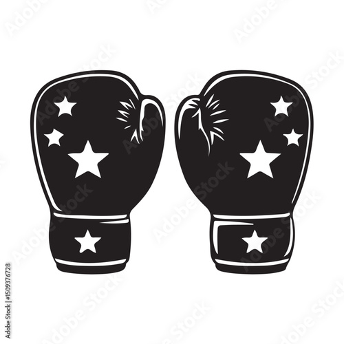 gloves Silhouette vector, Fighting Boxing gloves icon, two gloves modern flat design style, Black and White Boxing Gloves Illustration, Vector Art for Sports, Fitness, and Graphic Design Projects