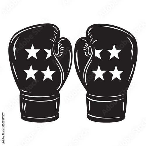 gloves Silhouette vector, Fighting Boxing gloves icon, two gloves modern flat design style, Black and White Boxing Gloves Illustration, Vector Art for Sports, Fitness, and Graphic Design Projects