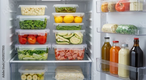 Neatly Organized Refrigerator Food Storage