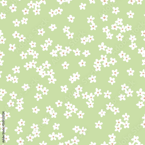 Cute floral Ditsy seamless print. Gentle, trendy pattern in small-scale flowers. Liberty style pattern. Small abstract flowers