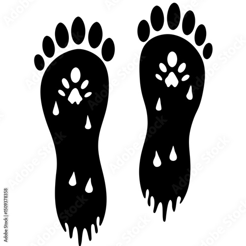 Halloween bloody footprints silhouette vector on white background