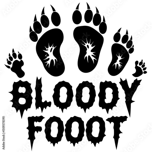 Halloween bloody footprints silhouette vector on white background