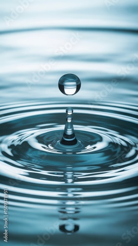 Water Droplet Impacting Still Surface Creating Concentric Ripples