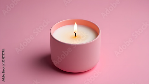 Lit candle in a decorative container for relaxation and ambiance in home decor or wellness concepts