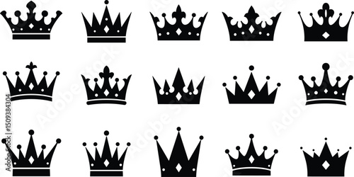 Crown icon set. Royal crown symbol collection. line crown icon. vector illustration