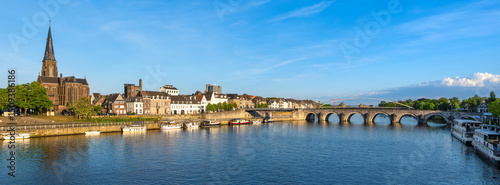 Panorama of Historic Cityscape of Maastricht and Servatius Bridge