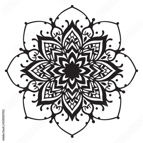 Mandala abstract floral round lace ornament with vintage ornamental scroll pattern