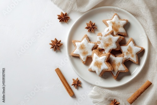 Weihnachtsplätzchen Sterne Gebäck Lebkuchen Kekse Weihnachten Backen Winterlich Adventszeit Festlich Hausgemacht Nascherei Traditionell Dekoration Plätzchenteller Genuss