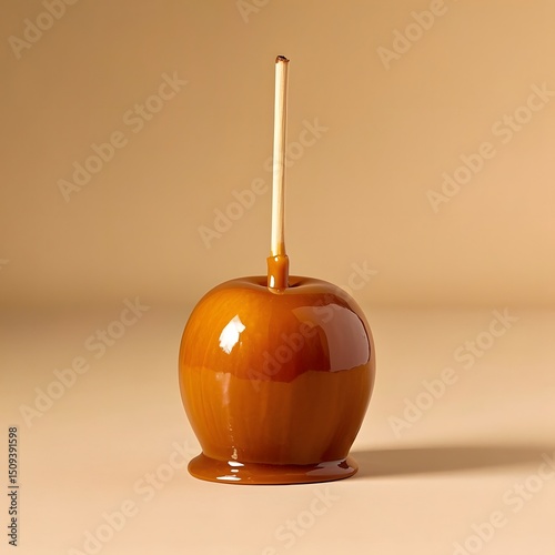 close up of caramel apple whit nut photo