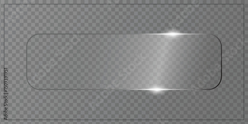 Realistic Transparent Glass Shape Overlay for UI, App, and Web Design - Vector Glass Effect PNG for Photoshop and Illustrator