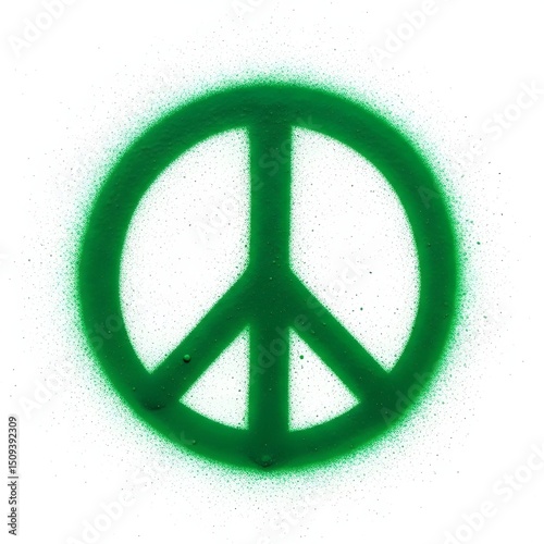 spray painted graffiti peace symbol isolated on a white background. urban art, white background, isolated, vandalism, protest art, grunge, stencil art, anti war, aerosol, peace graffiti, peace icon