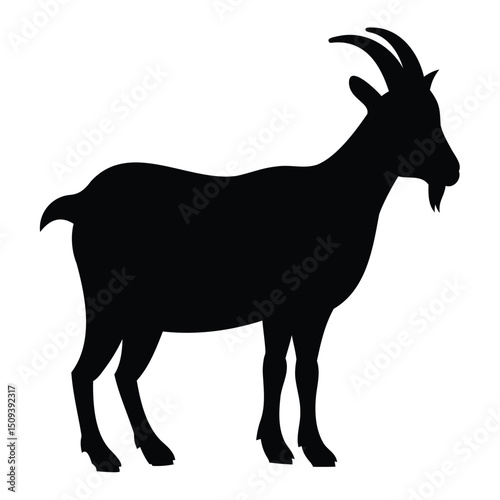 Cute wild mammal goat silhouette vector illustration isolated on white