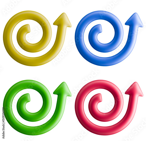 Vibrant and colorful vector image of outward spiral arrow symbols
