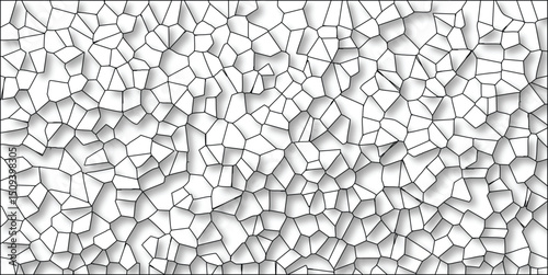 Abstract geometric cellular pattern background design with black lines and subtle shadow effect on white for modern graphic design projects