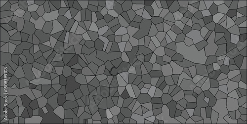 Abstract geometric pattern in shades of gray composed of irregular polygonal shapes for background or texture