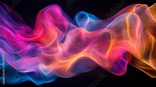 Abstract Colorful Swirling Energy Flow Dynamic Vibrant Hues Digital Art Background Design Modern Elegant Smooth Gradient Texture Illustration Artistic Neon Pink Orange Blue Purple 