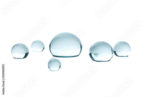 Realistic water drops on transparent background. Natural water droplet isolated on white. Summer product design element, PNG. Vector illustration , summer cooling