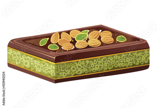 Pistachio chocolate bar with nuts - vector illustration