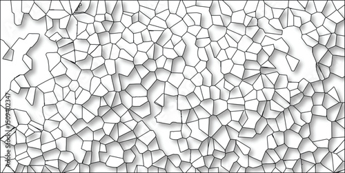 Abstract voronoi diagram pattern black and white image with shadow effects suitable for graphic design backgrounds and textures for digital art