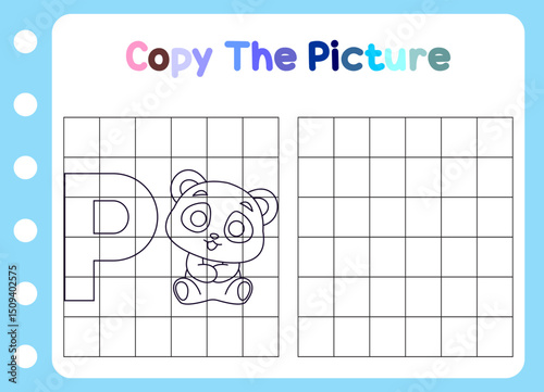copy the picture of animal. cute panda  Educational  for children.