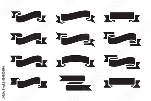 Vintage decorative banner set with ribbons and labels