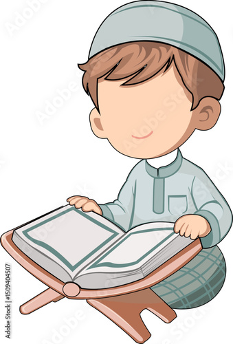 Moslem kid reading quran