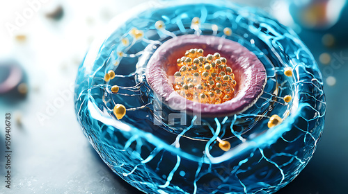 Explore the Detailed Anatomy of an Animal Cell with Focus on Organelles and Their Functions and copy space for text
