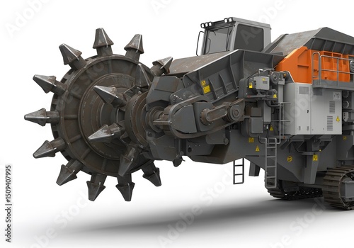 Industrial mining machine with large rotating cutter