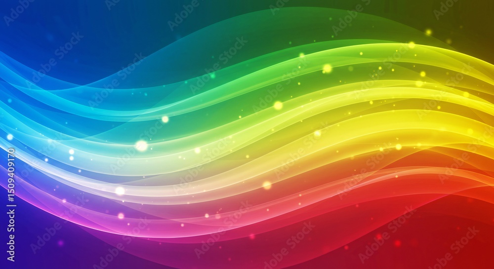 Fototapeta premium Abstract waves of color transition smoothly from blue to red, with sparkles highlighting their motion, creating an energetic atmosphere.