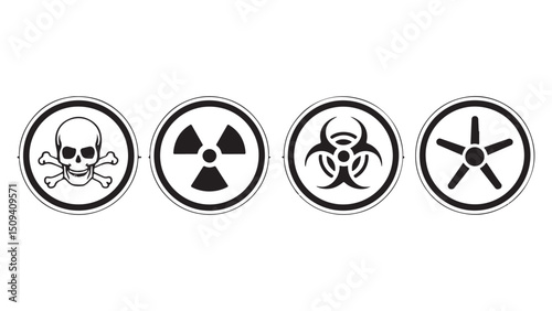 Vector illustration set of Danger, Radiation and star icons