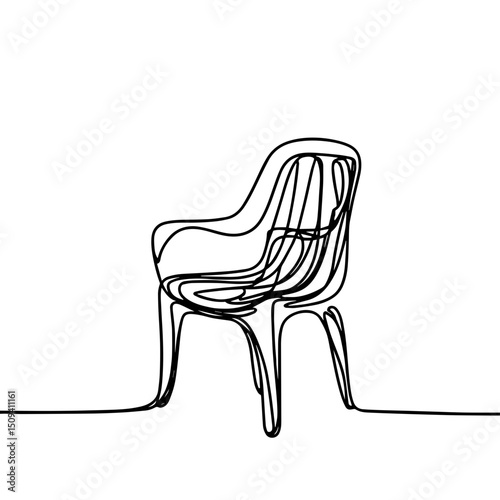 Minimalist line art of a stylish chair in black and white, modern design concept of interior decor or furniture design