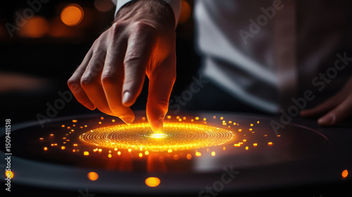 Digital Touch: Man’s Hand Pressing Contact Button on Virtual Networking Screens

 photo