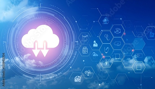 Cloud IoT Hexagon Network Background