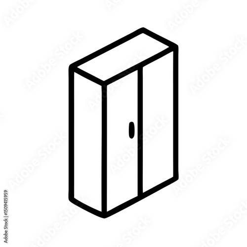 Simple modern wardrobe design in minimalist style with outline, icon, vector  