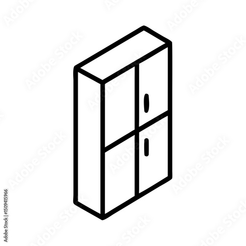 Modern wardrobe in minimalist design with clean lines icon, vector 