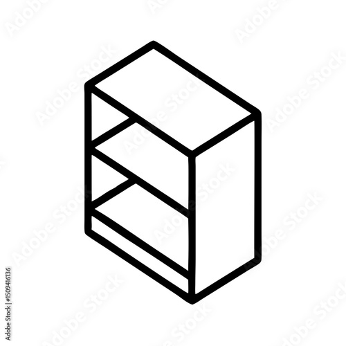Simple outline of a modern bookshelf in minimalist design, icon, vector