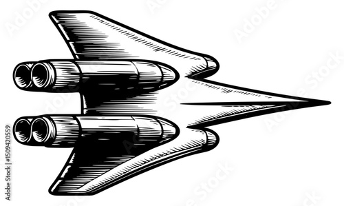 Stylized drawing of a supersonic jet.
