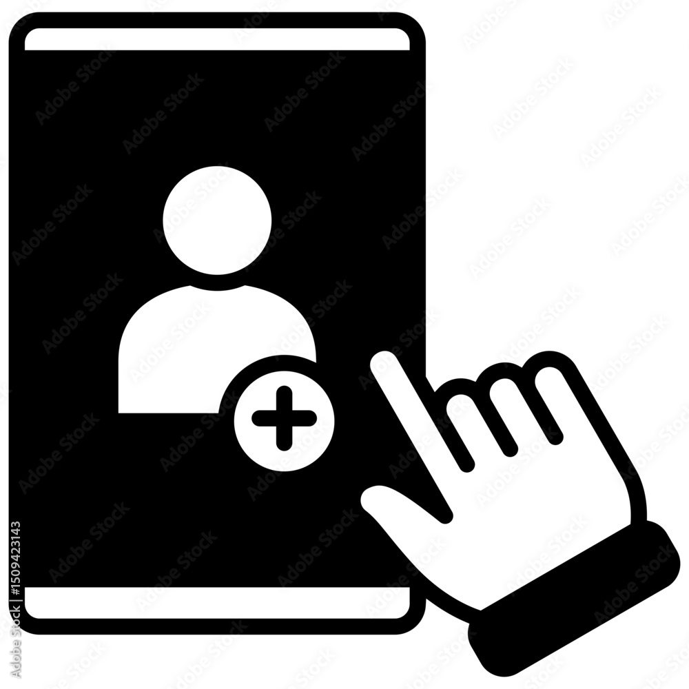 Create User glyph, mini illustration icon. use for modern concept, print, UI, UX kit, web and app development. Vector related to account management, ecommerce, banking and finance.