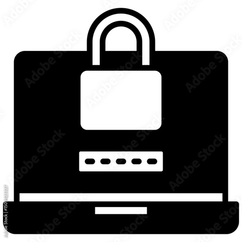 Lock Screen glyph, mini illustration icon. use for modern concept, print, UI, UX kit, web and app development. Vector related to account management, ecommerce, banking and finance.