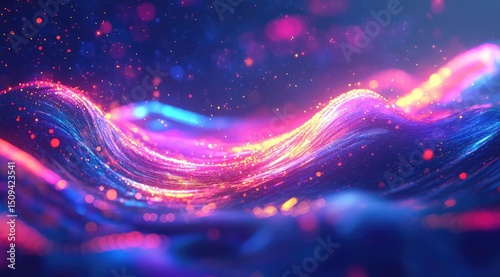 Abstract digital wave with vibrant particles